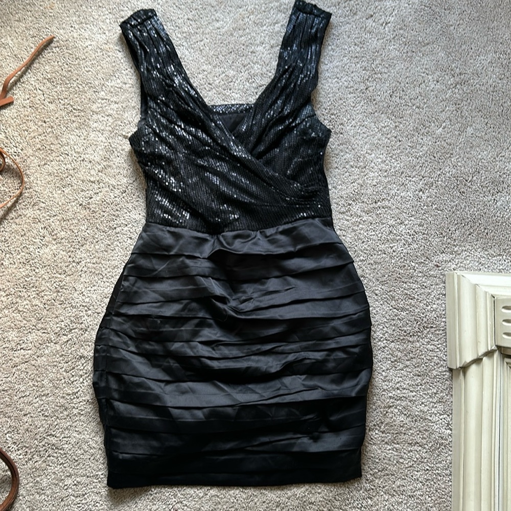 Express dress. Sequence on top silk on bottom section